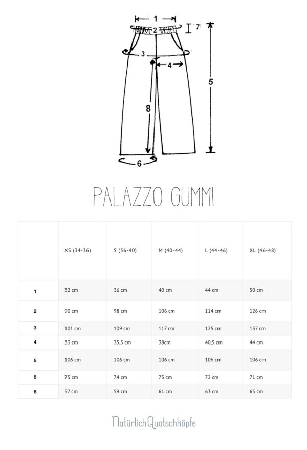 Groessentabelle-Palazzo-Gummi Groessentabelle-Palazzo-Gummi